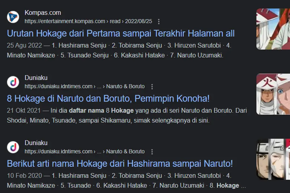 Tampilan SERP organik