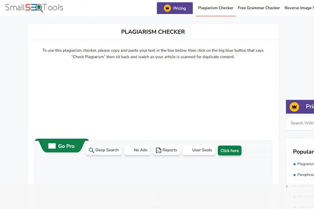 Aplikasi Cek Plagiarisme SmallSEOTools