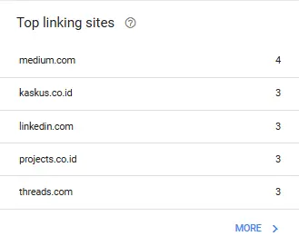 tampilan top linking sites di GSC